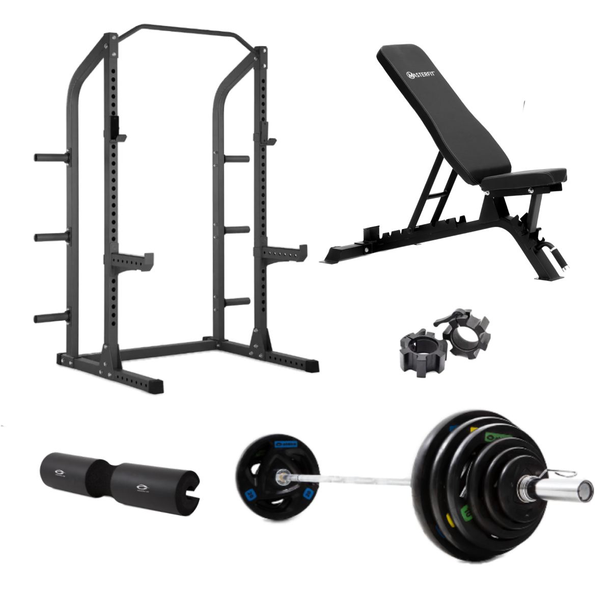 Masterfit - 300 Half Rack Olympic Styrkepaket 150 kg